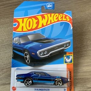 Hot Wheels Car 1971 Plymouth GTX Blue Car HotWheels Muscle Mania Mattel 2023 New